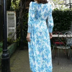 Aaliyah Blue Placement Long Sleeve Maxi Dress -Cheap My Dreamy Dress Store aaliyah blue placement long sleeve maxi dress p14134 121848 image