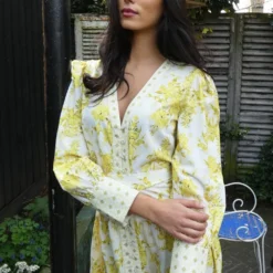 Aaliyah Yellow Placement Long Sleeve Maxi Dress -Cheap My Dreamy Dress Store aaliyah yellow placement long sleeve maxi dress p14136 121853 image