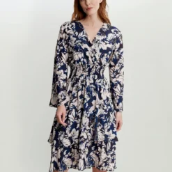 Alarice V Neck Rouched Waist Dress