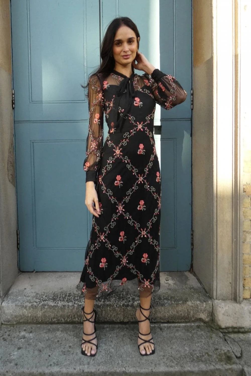 Alexis Embellished Black Midi Dress 1 Alexis Embellished Black Midi Dress