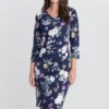 Aliya Printed Jersey Cowl Neck Dress