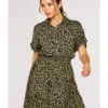 Apricot Animal Print Short Sleeve Dress