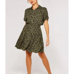 Apricot Animal Print Short Sleeve Dress -Cheap My Dreamy Dress Store animal print short sleeve dress p23160 162022 image