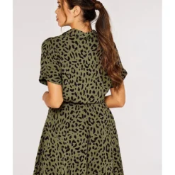 Apricot Animal Print Short Sleeve Dress -Cheap My Dreamy Dress Store animal print short sleeve dress p23160 162024 image