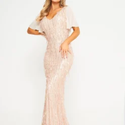 Apricot Butterfly Sleeve Sequin Maxi Dress -Cheap My Dreamy Dress Store apricot butterfly sleeve sequin maxi dress p14022 120887 image