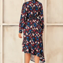 Asymmetrical Ruffle Hem Wrap Midi Dress -Cheap My Dreamy Dress Store asymmetrical ruffle hem wrap midi dress p16427 132597 image