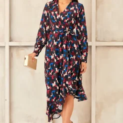 Asymmetrical Ruffle Hem Wrap Midi Dress -Cheap My Dreamy Dress Store asymmetrical ruffle hem wrap midi dress p16427 132599 image