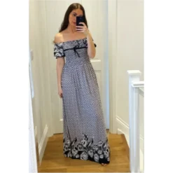 Bardot Maxi Dress In Black Floral Hem ZigZag Print 3 Bardot Maxi Dress In Black Floral Hem ZigZag Print -Cheap My Dreamy Dress Store bardot maxi dress in black floral hem zigzag print p21929 156327 image