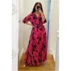 Belted Pleated Maxi Dress In Fuschia Pink