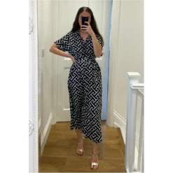 Black Belted Shirt Maxi Dress With White Stripe Detail