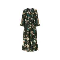 Yumi Black Floral Dipped Hem Midi Dress -Cheap My Dreamy Dress Store black floral dipped hem midi dress p8836 72877 image