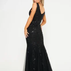 Black Floral Mesh Sequin Maxi Dress -Cheap My Dreamy Dress Store black floral mesh sequin maxi dress p14025 120898 image