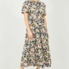Yumi Black Floral Midi Dress