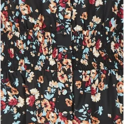 Yumi Black Floral Print Shirt Dress -Cheap My Dreamy Dress Store black floral print shirt dress p10226 111375 image