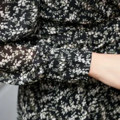 Black Floral Print Wrap Dress -Cheap My Dreamy Dress Store black floral print wrap dress p19604 146851 image