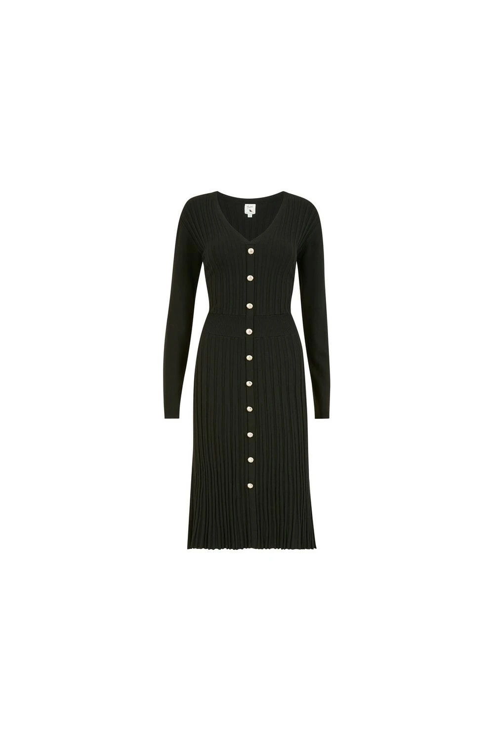 Yumi Black Knitted Button Detail Dress 4 Yumi Black Knitted Button Detail Dress - Image 4