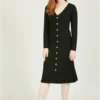 Yumi Black Knitted Button Detail Dress