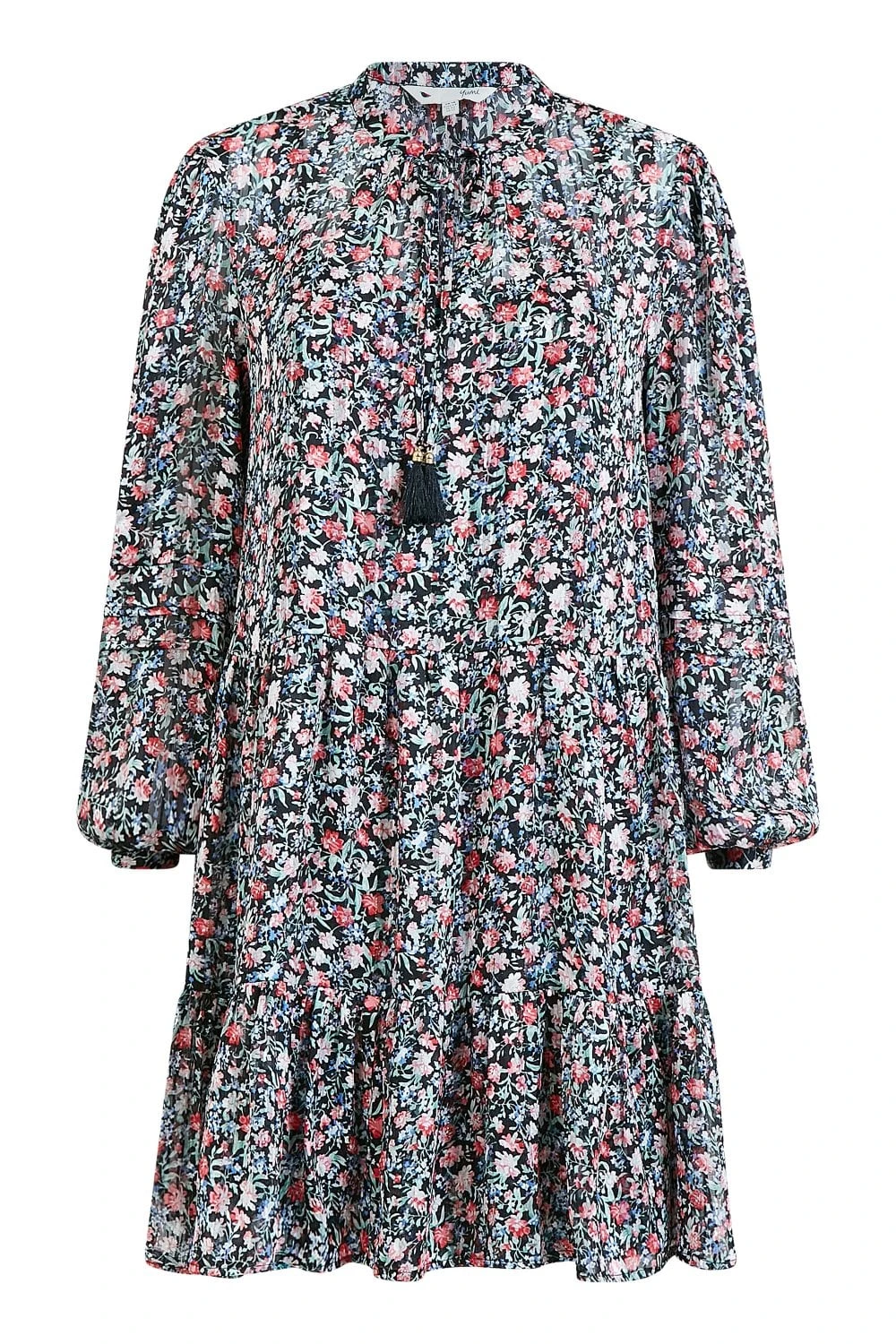 Yumi Black Lurex Rose Boho Tunic Dress 7 Yumi Black Lurex Rose Boho Tunic Dress - Image 7