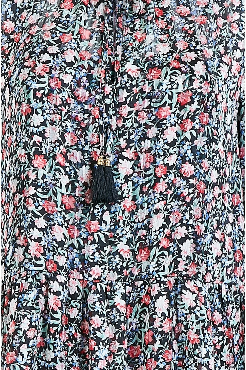 Yumi Black Lurex Rose Boho Tunic Dress 3 Yumi Black Lurex Rose Boho Tunic Dress - Image 3