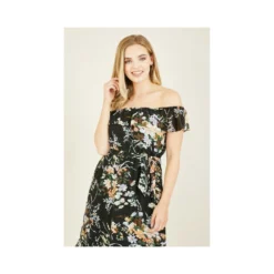 Yumi Black Oriental Bardot Frill Dress -Cheap My Dreamy Dress Store black oriental bardot frill dress p8530 71477 image