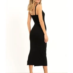 Black V-Neck Belted Midi Dress 8 Black V-Neck Belted Midi Dress -Cheap My Dreamy Dress Store black v neck belted midi dress p7524 67409 image