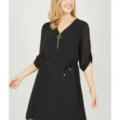 Black Zip Detail Tunic Dress -Cheap My Dreamy Dress Store black zip detail tunic dress p11286 106405 image