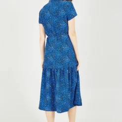 Yumi Blue Animal Print Midi Shirt Dress -Cheap My Dreamy Dress Store blue animal print midi shirt dress p10486 111186 image