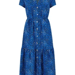 Yumi Blue Animal Print Midi Shirt Dress -Cheap My Dreamy Dress Store blue animal print midi shirt dress p10486 111187 image