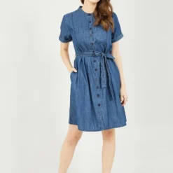 Yumi Blue Chambray Shirt Dress