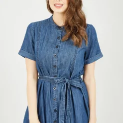 Yumi Blue Chambray Shirt Dress -Cheap My Dreamy Dress Store blue chambray shirt dress p10427 111241 image