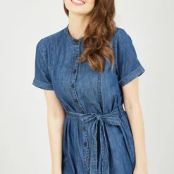 Yumi Blue Chambray Shirt Dress -Cheap My Dreamy Dress Store blue chambray shirt dress p10427 111242 image