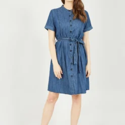 Yumi Blue Chambray Shirt Dress -Cheap My Dreamy Dress Store blue chambray shirt dress p10427 111243 image