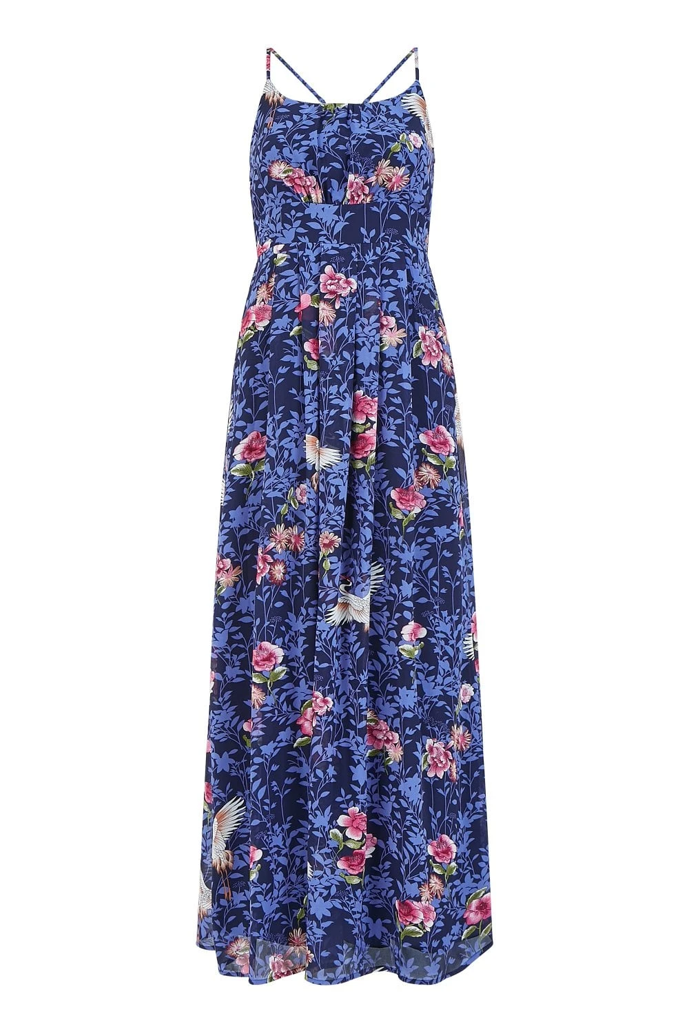 Yumi Blue Crane Print Maxi Dress 5 Yumi Blue Crane Print Maxi Dress - Image 5