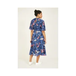 Yumi Blue Crane Print Wrap Midi Dress -Cheap My Dreamy Dress Store blue crane print wrap midi dress p7952 68903 image