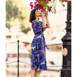 Yumi Blue Crane Print Wrap Midi Dress -Cheap My Dreamy Dress Store blue crane print wrap midi dress p7952 68906 image
