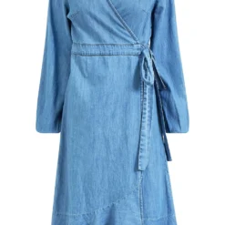 Yumi Blue Denim Long Sleeve Wrap Dress -Cheap My Dreamy Dress Store blue denim long sleeve wrap dress p7381 113832 image