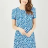 Yumi Blue Ditsy Print Tunic Dress