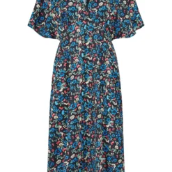 Yumi Blue Floral Print Kimono Midi Dress -Cheap My Dreamy Dress Store blue floral print kimono midi dress p10519 110678 image