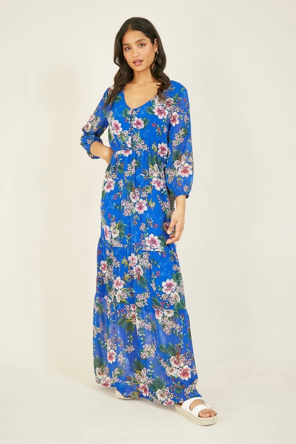 Yumi Blue Floral Print Maxi Dress 1 Yumi Blue Floral Print Maxi Dress