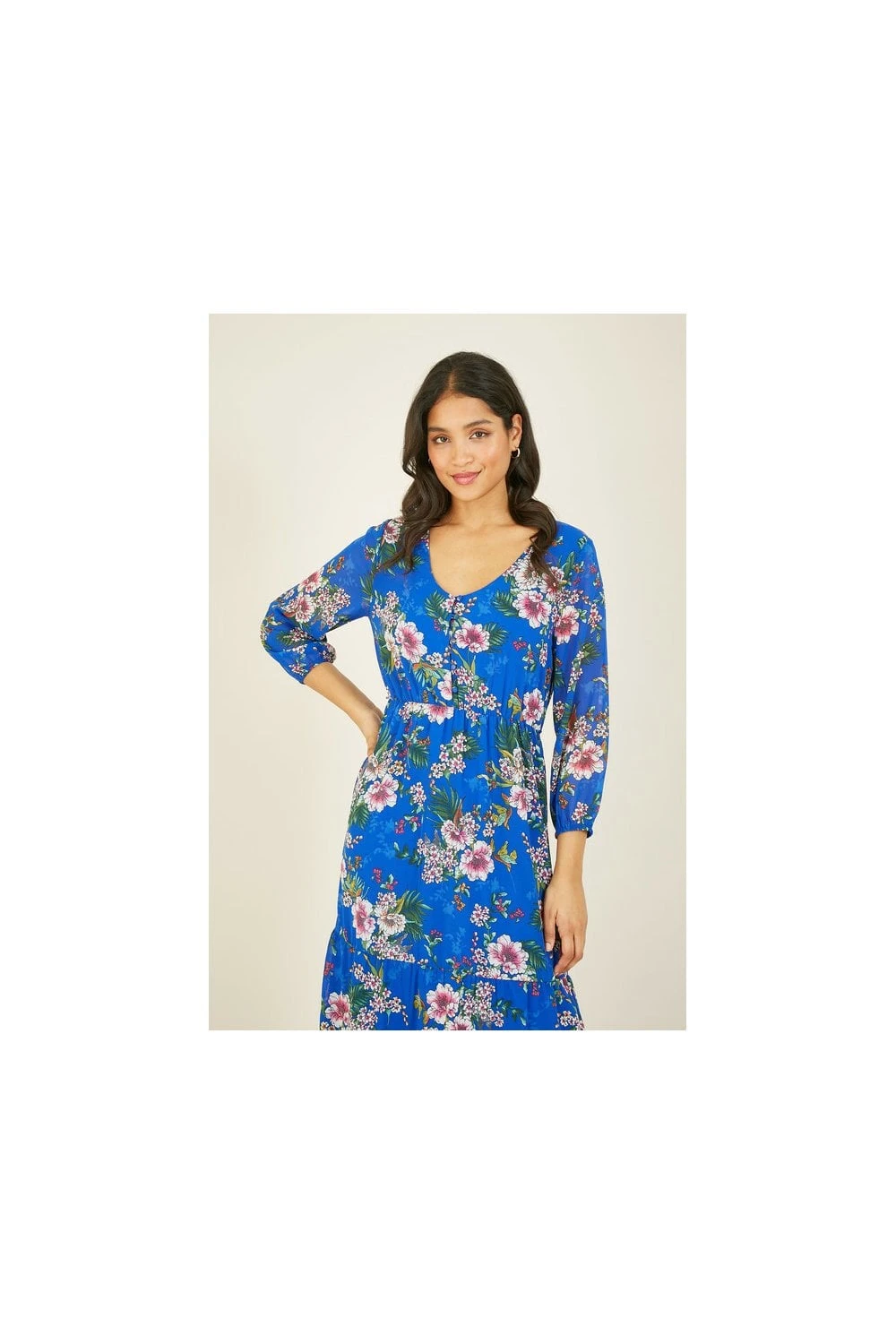 Yumi Blue Floral Print Maxi Dress 2 Yumi Blue Floral Print Maxi Dress - Image 2