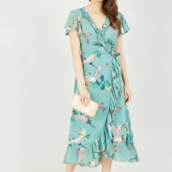 Yumi Blue Frill Crane Wrap Midi Dress -Cheap My Dreamy Dress Store blue frill crane wrap midi dress p10464 111116 image