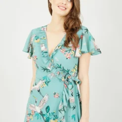 Yumi Blue Frill Crane Wrap Midi Dress -Cheap My Dreamy Dress Store blue frill crane wrap midi dress p10464 111117 image