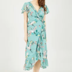 Yumi Blue Frill Crane Wrap Midi Dress -Cheap My Dreamy Dress Store blue frill crane wrap midi dress p10464 111118 image