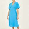 Yumi Blue Kimono Sleeve Midi Dress