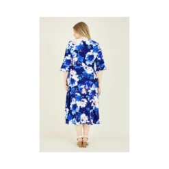Blue Plus Size Abstract Floral Wrap Dress -Cheap My Dreamy Dress Store blue plus size abstract floral wrap dress p7994 69093 image