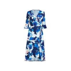 Blue Plus Size Abstract Floral Wrap Dress -Cheap My Dreamy Dress Store blue plus size abstract floral wrap dress p7994 69095 image