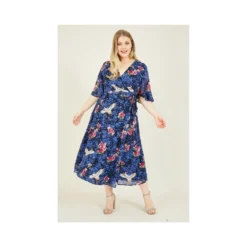 Blue Plus Size Crane Print Wrap Midi Dress 7 Blue Plus Size Crane Print Wrap Midi Dress -Cheap My Dreamy Dress Store blue plus size crane print wrap midi dress p8127 69721 image