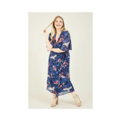 Blue Plus Size Crane Print Wrap Midi Dress 9 Blue Plus Size Crane Print Wrap Midi Dress -Cheap My Dreamy Dress Store blue plus size crane print wrap midi dress p8127 69723 image