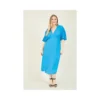 Blue Plus Size Kimono Sleeve Midi Dress