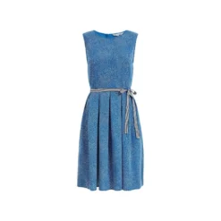 Yumi Blue Spotted Skater Dress With Contrast Belt -Cheap My Dreamy Dress Store blue spotted skater dress with contrast belt p7432 67023 image